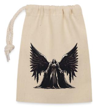 Angel / Angel Wings / Black / Dark / Mystical - Closable cotton gift bag (14x20cm) - nature - Front