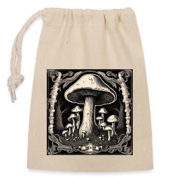 Pilz / Mushroom / Wiese / Wald / Goa / Psy - Verschließbarer Geschenkbeutel aus Baumwolle (14x20cm) - Natur - Vorne