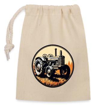 Traktor / Landwirtschaft / Bauer / Feldarbeit - Verschließbarer Geschenkbeutel aus Baumwolle (14x20cm) - Natur - Vorne