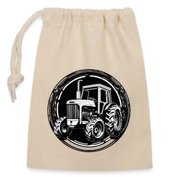 Traktor / Landwirtschaft / Bauer / Feldarbeit - Verschließbarer Geschenkbeutel aus Baumwolle (14x20cm) - Natur - Vorne