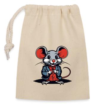 Mouse / Animal / Cute / Pet / Rodent - Closable cotton gift bag (14x20cm) - nature - Front
