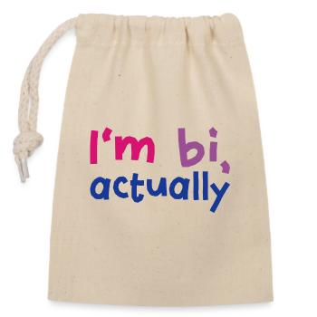 I'm bi actually - Verschließbarer Geschenkbeutel aus Baumwolle (14x20cm) - Natur - Vorne
