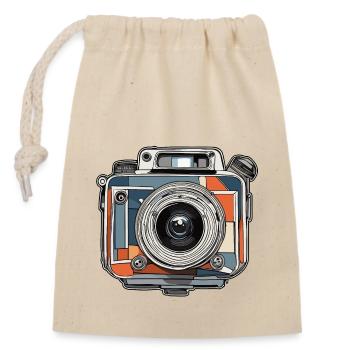 Appareil photo / Photo / Photo / Image / Enregistrement - Sac cadeau en coton avec cordon (14 x 20 cm) - nature - Devant