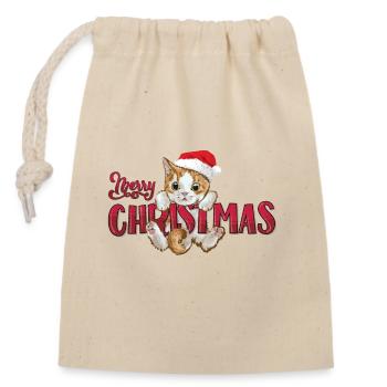 Merry christmas - Sac cadeau en coton avec cordon (14 x 20 cm) - nature - Devant