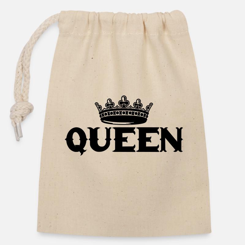 queen - Verschließbarer Geschenkbeutel aus Baumwolle (14x20cm) - Natur
