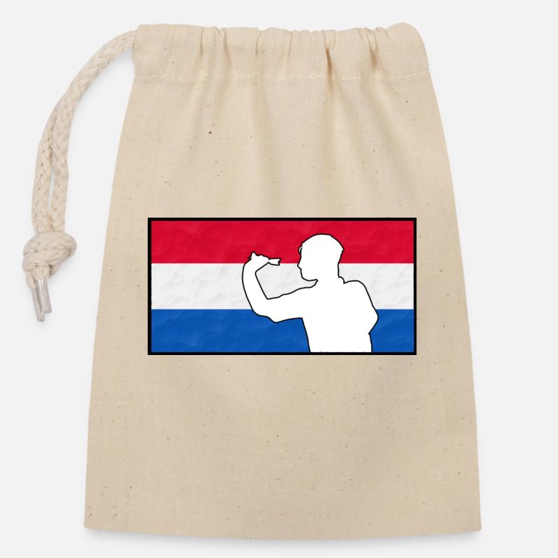 Dart Man Pays-Bas - Sac cadeau en coton avec cordon (14 x 20 cm) - nature
