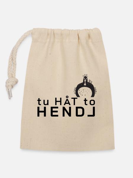 Hendl black2 - Verschließbarer Geschenkbeutel aus Baumwolle (14x20cm) - Natur