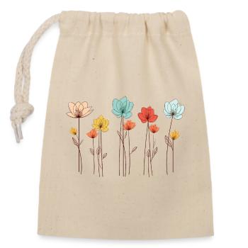 Fleurs simples, dessin au trait, coquelicot, printemps, été - Sac cadeau en coton avec cordon (14 x 20 cm) - nature - Devant
