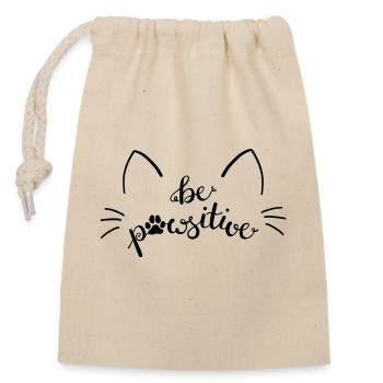 Cat be pawsitive - Closable cotton gift bag (14x20cm) - nature - Front