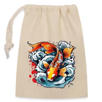 Koi Carp / Fish / Japanese / Pond / Water - Closable cotton gift bag (14x20cm) - nature - Front