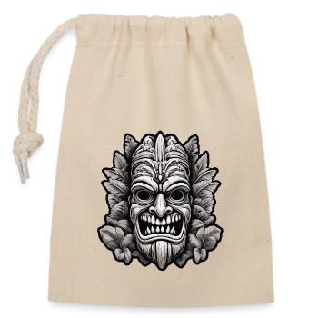 Tiki / Hawaï / Tropical / Île / Culture / Logo - Sac cadeau en coton avec cordon (14 x 20 cm) - nature - Devant