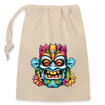 Tiki / Hawaï / Tropical / Île / Culture / Logo - Sac cadeau en coton avec cordon (14 x 20 cm) - nature - Devant