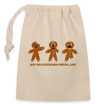 Ready, set, go! - Closable cotton gift bag (14x20cm) - nature - Front