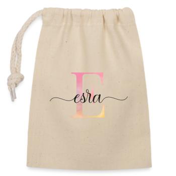 E| Monogramm | Name | Esra |Watercolor - Verschließbarer Geschenkbeutel aus Baumwolle (14x20cm) - Natur - Vorne