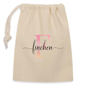 F| Monogramm | Name | Finchen |Watercolor - Verschließbarer Geschenkbeutel aus Baumwolle (14x20cm) - Natur - Vorne