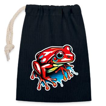 Frog / Animal / Quack / Toad / Pond / Hop - Closable cotton gift bag (14x20cm) - navy - Front