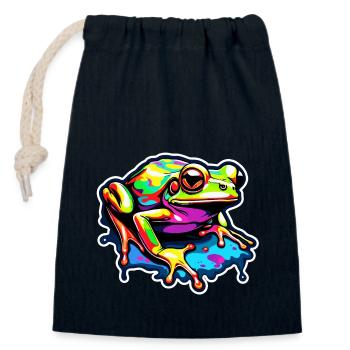 Frog / Animal / Quack / Toad / Pond / Hop - Closable cotton gift bag (14x20cm) - navy - Front