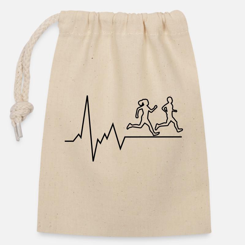 Groupe de course à pied Heartbeat - Sac cadeau en coton avec cordon (14 x 20 cm) - nature