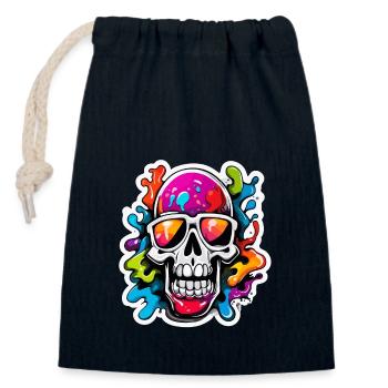 Totenkopf / Skull / Sonnenbrille / cool / Comic - Verschließbarer Geschenkbeutel aus Baumwolle (14x20cm) - Navy - Vorne