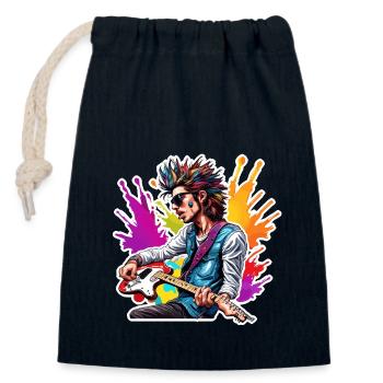 Rocker / Concert / Guitarist /Rock n Roll / Stage - Closable cotton gift bag (14x20cm) - navy - Front
