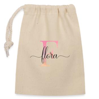 F| Monogramme | Nom | Flore |Aquarelle - Sac cadeau en coton avec cordon (14 x 20 cm) - nature - Devant