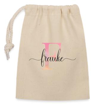 F| Monogramme | Nom | Stéphanie |Aquarelle - Sac cadeau en coton avec cordon (14 x 20 cm) - nature - Devant