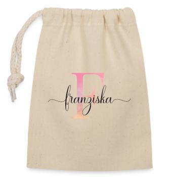 F| Monogramm | Name | Franziska |Watercolor - Verschließbarer Geschenkbeutel aus Baumwolle (14x20cm) - Natur - Vorne