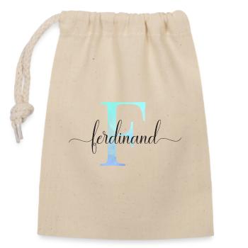 E| Monogramm | Name | Ferdinand | Watercolor - Verschließbarer Geschenkbeutel aus Baumwolle (14x20cm) - Natur - Vorne