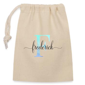 E| Monogramm | Name | Frederick | Watercolor - Verschließbarer Geschenkbeutel aus Baumwolle (14x20cm) - Natur - Vorne