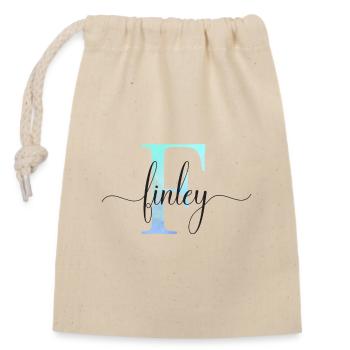 E| Monogramm | Name | Finley | Watercolor - Verschließbarer Geschenkbeutel aus Baumwolle (14x20cm) - Natur - Vorne