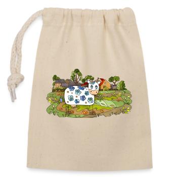 Vache - Sac cadeau en coton avec cordon (14 x 20 cm) - nature - Devant