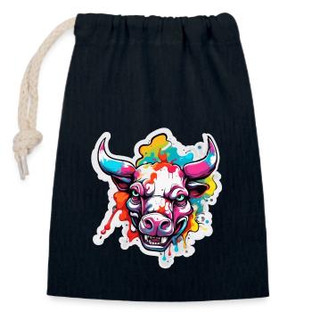 Stier / Bulle / Tier / Hörner / Stierkampf - Verschließbarer Geschenkbeutel aus Baumwolle (14x20cm) - Navy - Vorne