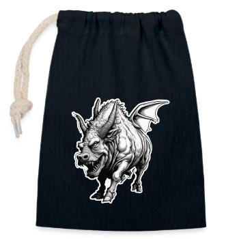 Stier / Bulle / Tier / Hörner / Stierkampf - Verschließbarer Geschenkbeutel aus Baumwolle (14x20cm) - Navy - Vorne