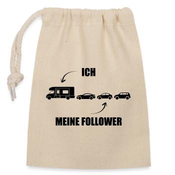 Ich und meine Follower - Wohnmobil - Stau - Verschließbarer Geschenkbeutel aus Baumwolle (14x20cm) - Natur - Vorne