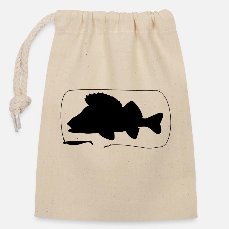 Perch with softbait - Closable cotton gift bag (14x20cm) - nature