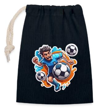 Fußballer / Fußball / Spielfeld / Mannschaft - Verschließbarer Geschenkbeutel aus Baumwolle (14x20cm) - Navy - Vorne