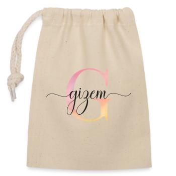 G| Monogram | Name | Gizem |Watercolor - Closable cotton gift bag (14x20cm) - nature - Front