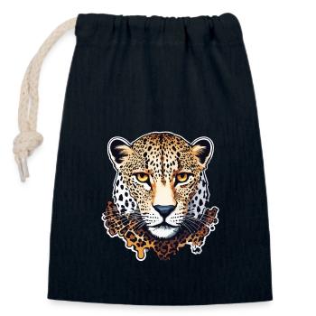 Leopard / Cheetah / Animal / Animal Print / Pattern - Closable cotton gift bag (14x20cm) - navy - Front