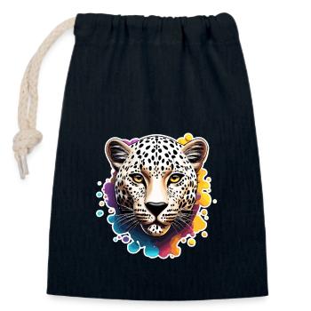 Leopard / Gepard / Tier / Animal Print / Muster - Verschließbarer Geschenkbeutel aus Baumwolle (14x20cm) - Navy - Vorne