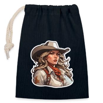 Cow Girl / Wild West / Desert / Lasso / Rodeo - Closable cotton gift bag (14x20cm) - navy - Front