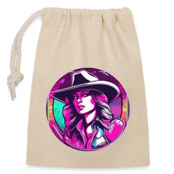 Cow Girl / Wild West / Desert / Lasso / Rodeo - Closable cotton gift bag (14x20cm) - nature - Front