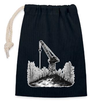 Crane / construction site / winch / crane system - Closable cotton gift bag (14x20cm) - navy - Front