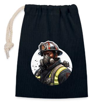 Feuerwehrmann / Feuer / Brand / Löschen / Held - Verschließbarer Geschenkbeutel aus Baumwolle (14x20cm) - Navy - Vorne