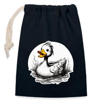 Gummiente / Badeente / Wasser / Badewanne - Verschließbarer Geschenkbeutel aus Baumwolle (14x20cm) - Navy - Vorne