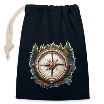 Kompass / Himmelsrichtung / Reisen / Survival - Verschließbarer Geschenkbeutel aus Baumwolle (14x20cm) - Navy - Vorne