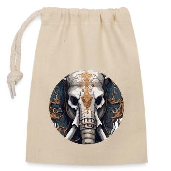 Elefant / Tier / Orientalisch / Blumen / Muster - Verschließbarer Geschenkbeutel aus Baumwolle (14x20cm) - Natur - Vorne