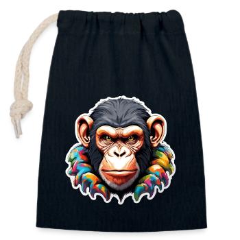 Monkey / Animal / Zoo / Chimpanzee / Wild / Comic - Closable cotton gift bag (14x20cm) - navy - Front