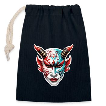 Kabuki Maske / Japanische Kunst / Theater / Antik - Verschließbarer Geschenkbeutel aus Baumwolle (14x20cm) - Navy - Vorne