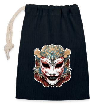 Kabuki Maske / Japanische Kunst / Theater / Antik - Verschließbarer Geschenkbeutel aus Baumwolle (14x20cm) - Navy - Vorne