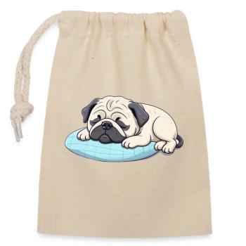 Lazy Pug I Sleepy Puggy I Mignon Carlin Frissons - Sac cadeau en coton avec cordon (14 x 20 cm) - nature - Devant